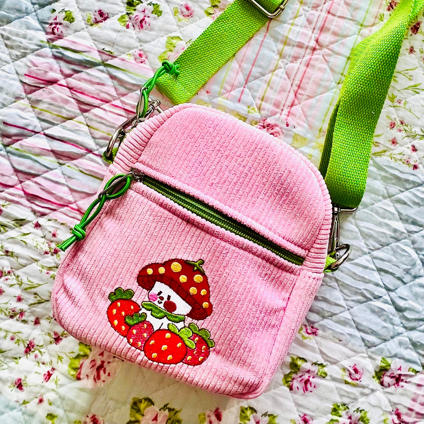 Strawberry Marshall Corduroy Crossbody Bag