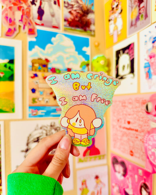 I Am Cringe Glittery Sticker