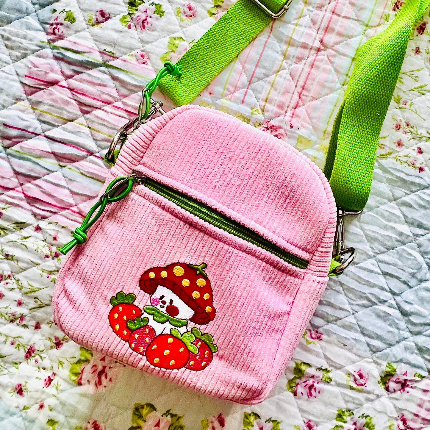 Strawberry Marshall Corduroy Crossbody Bag