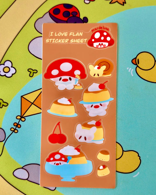 I Love Flan Sticker Sheet